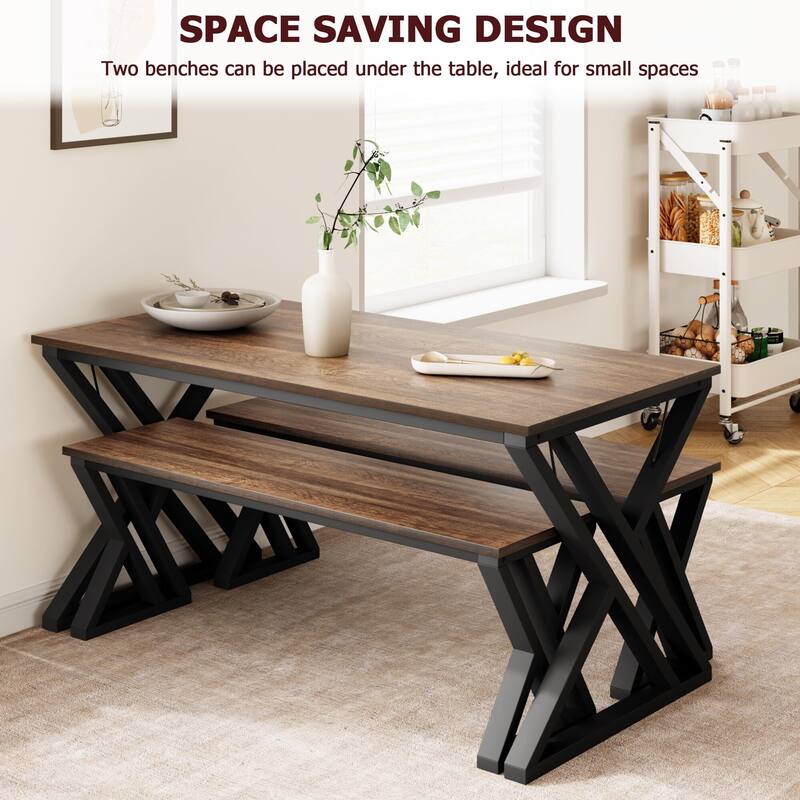 Dining Table Benches Set for 4