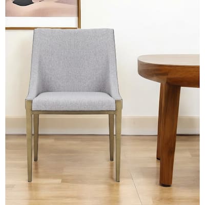 Gray And Brass Upholstered Fabric Dining Side Chair