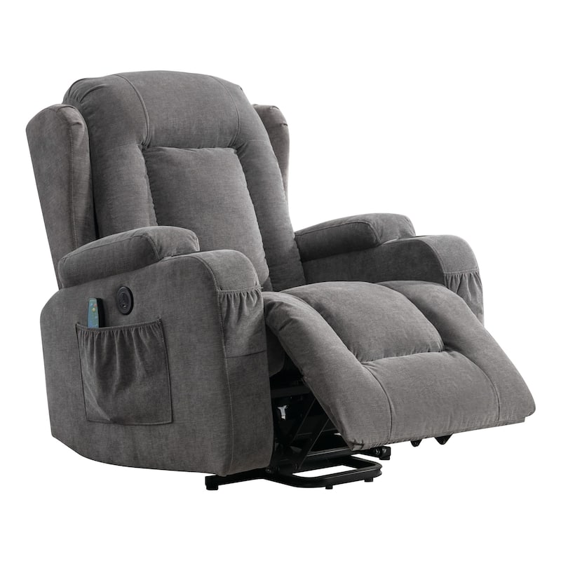 Power Lift Recliner Chair with Vibration Massage, Heating, USB Port, and Side Storage Pockets