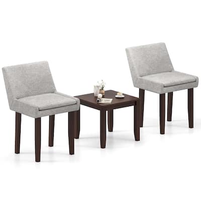Costway 3 PCS Accent Table & Chair Set Modern Upholstered Fabric Side - See Details
