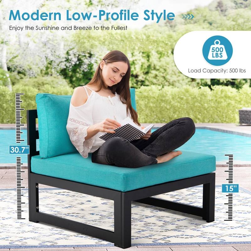 FINCATI Aluminum Outdoor Patio Furniture Conversation Sectional Sofa Set