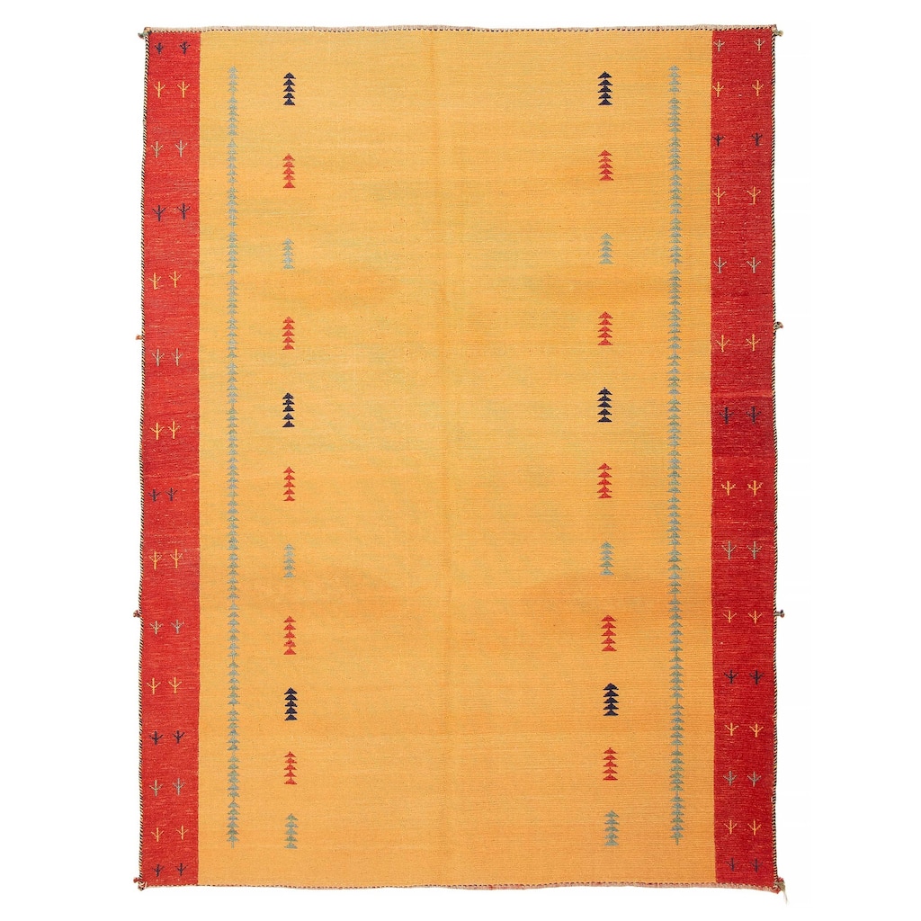 ECARPETGALLERY Flat-Weave Kashkuli Burnt Orange Wool Tapestry Kilim - 5'7 x 7'8