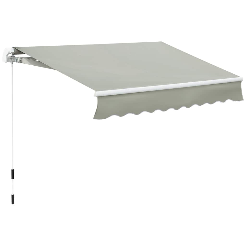 8ft x 7ft Manual Retractable Patio Awning, Sun Shade Deck Cover, Grey