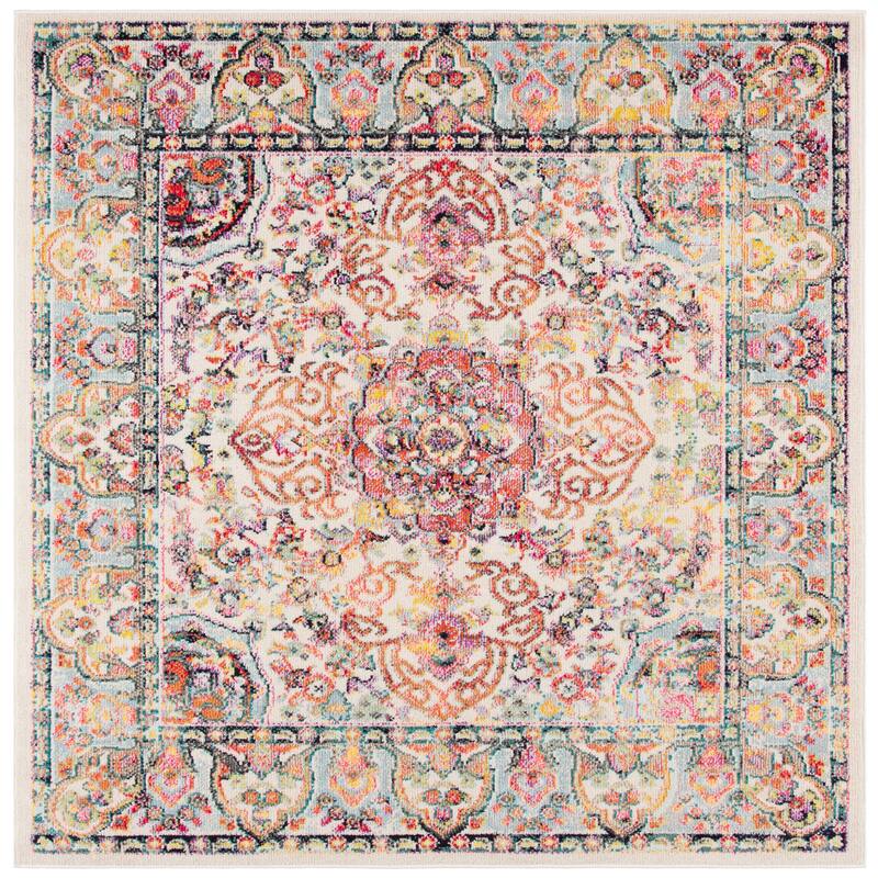 SAFAVIEH Madison Joline Vintage Oriental Rug - 6'7" Square - Ivory/Red