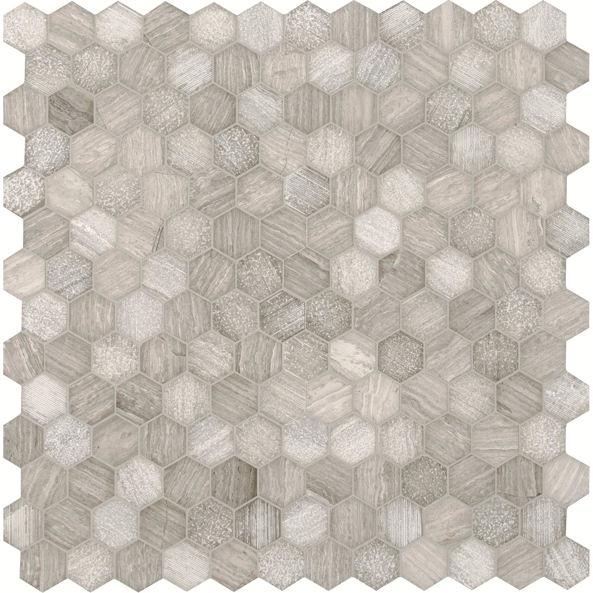 Ackland AKM-S-2X2HCH-CA 12" x 12" Marble Geometric Mosaic Tile - - Tivoli Sand