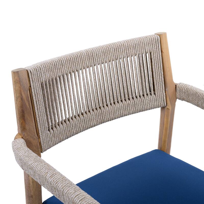 Braided Acacia Wood Outdoor Dining Table and Chairs Set of 2,All-Weather Patio Furniture