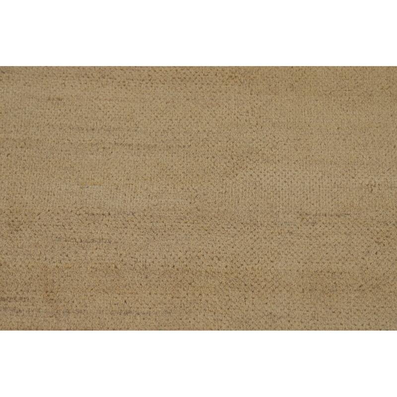 Muted Gold Beige Gabbeh Oriental Area Rug Hand-Knotted Wool Carpet - 6'5" x 9'8"