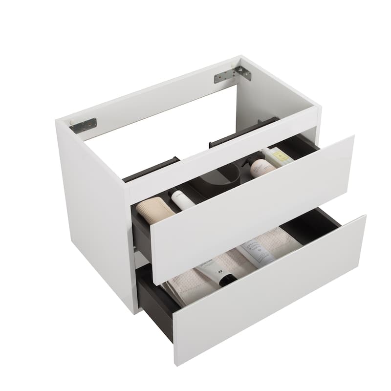 GDFStudio - Evelyn Alice Wall-Mounted Storage Cabinet with Dual Drawers and Clean Modern Profile - Cabinet WITHOUT basin