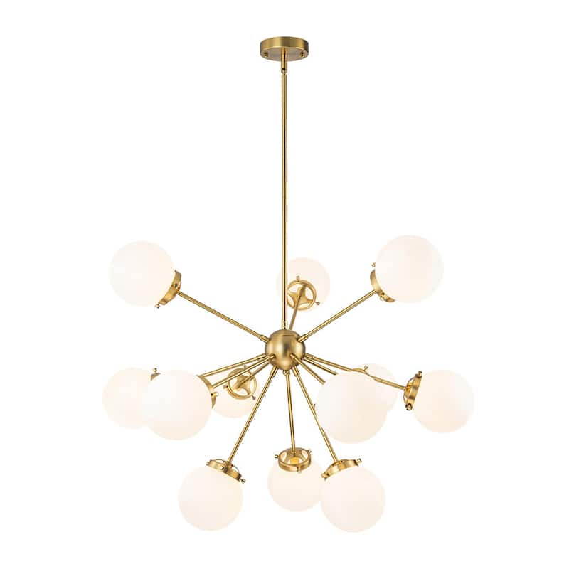 Glam 12-Light Frosted Glass Bubble Round Sputnik Chandelier 34in