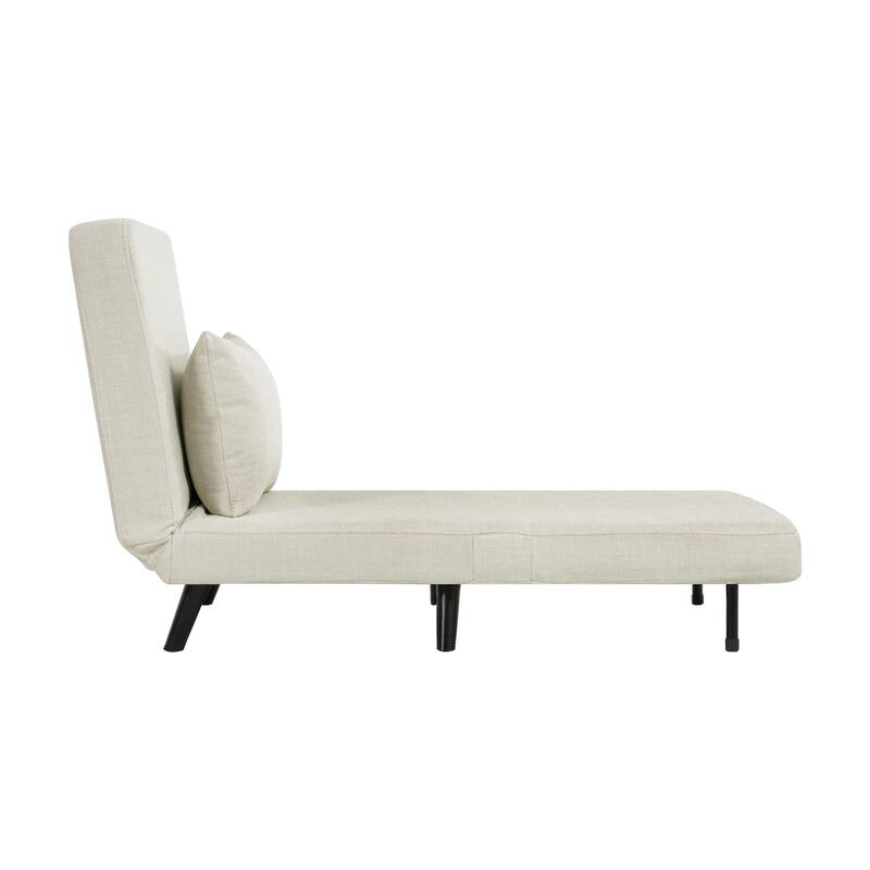 3 in 1 Foldable Linen Chaise Lounge with Adjustable Backrest, Footrest & Detachable Pillow