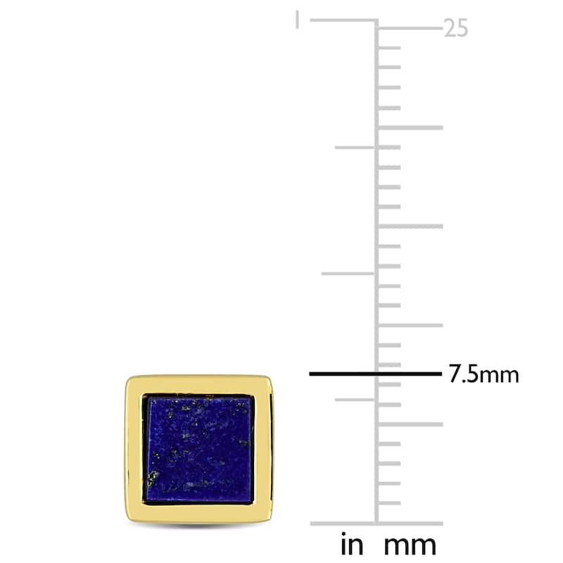 Miadora 1ct TGW Lapis Square Stud Earrings in Yellow Silver