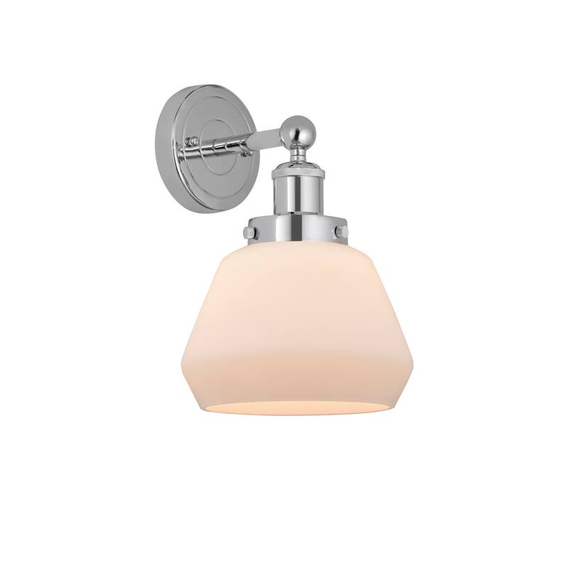 Innovations Lighting 616-1W-10-7 Fulton Sconce Fulton 10" Tall Wall - Polished Chrome / Matte White