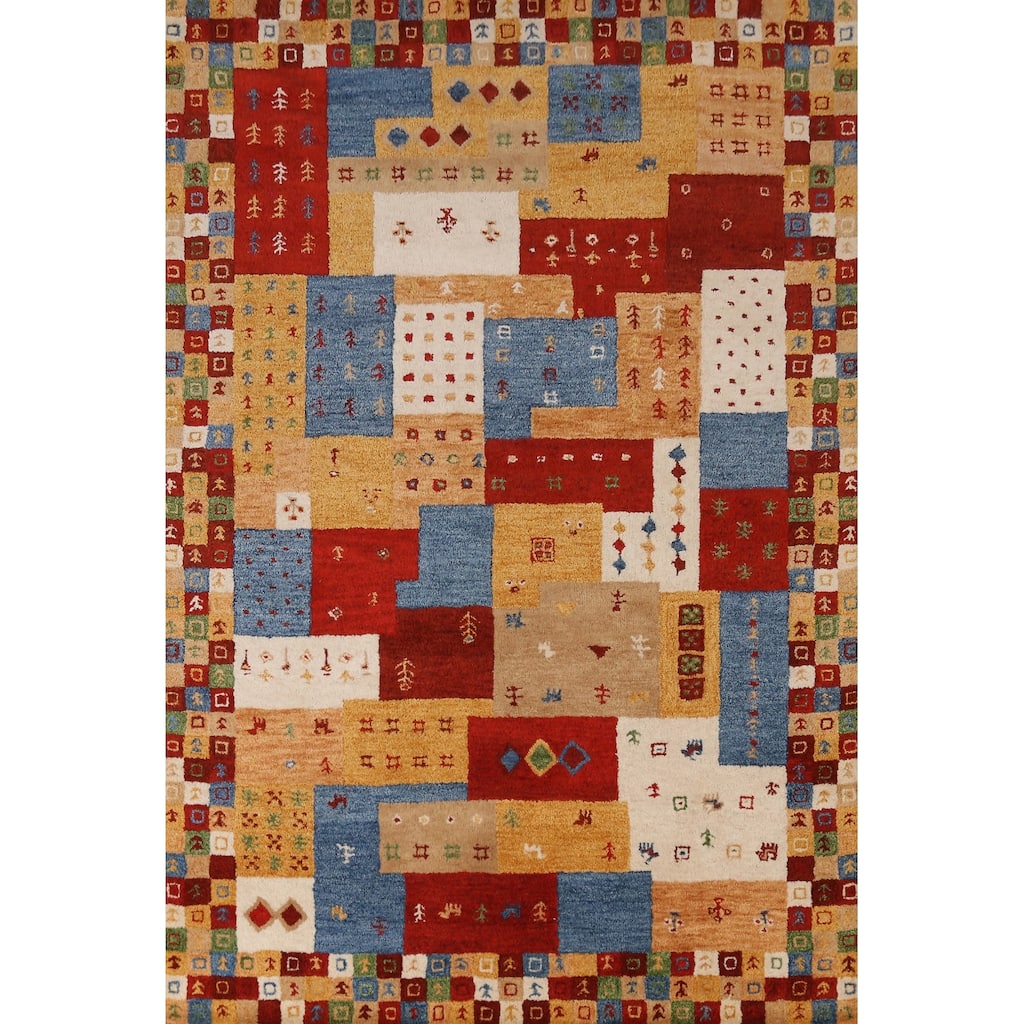 Geometric Gabbeh Indian Area Rug Tribal Handmade Wool Carpet - 5'3" x 7'7"