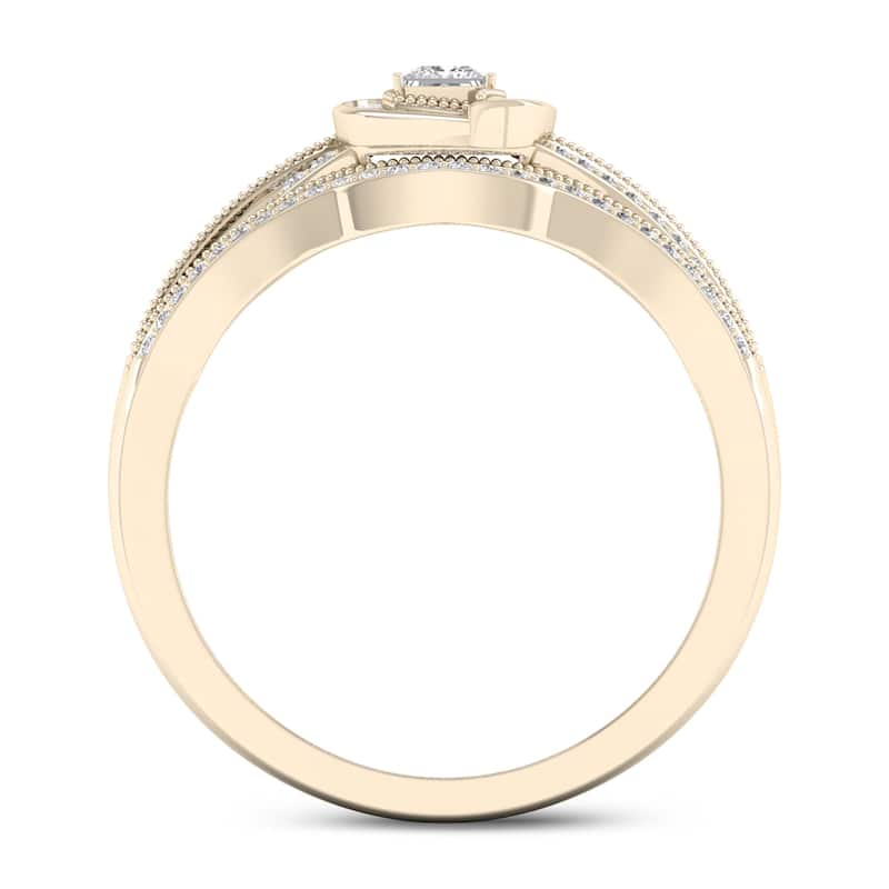 De Couer 10k Gold 1/3ct TDW Diamond Halo Bridal Set
