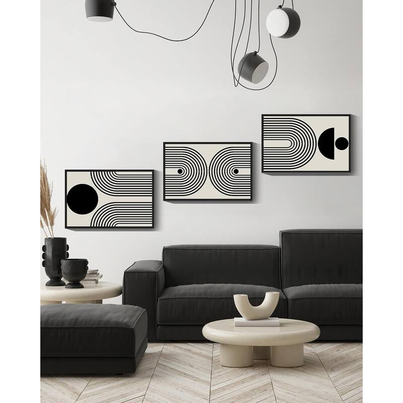 Minimalist Sun Lines Framed Canvas Painting Artwork
