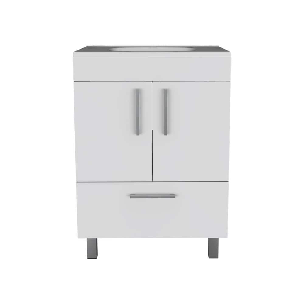 Compact Bathroom Vanity with Double Door Storage, Superior Top, and Easy Assembly - Sturdy Four-Leg Design - 17.71in L