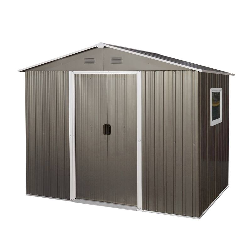 Rust-resistant Metal Garden Shed with Sliding Lockable Door Outdoor Storage Shed Tool Shed, Water-proof, Punched Vents