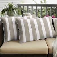 Humble + Haute Tan and White Stripe Indoor/Outdoor Corded Pillows (Set ...