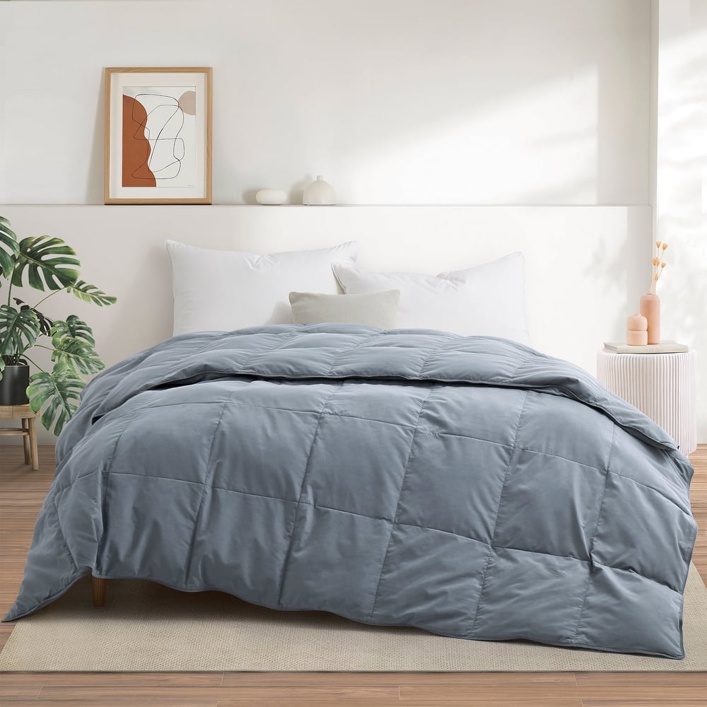 All season & Lightweight White Goose Down Duvet Comforter-Dark Gray