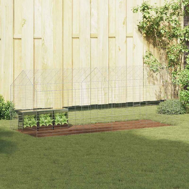 vidaXL Rabbit Cage Silver 400 x 78 x 78 cm Galvanised Steel - Silver-79.13 in.