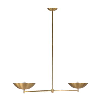 Waxlow 64.5" Height Ceiling Fixture, Plated Dark Antique Brushed Brass - 48 x 6.5 x 12
