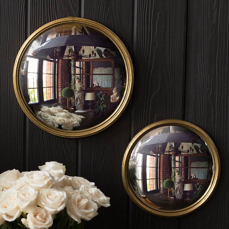 Round Gold Bullseye Mirror with Reflective Metal Design for Living Room and Bedroom Walls