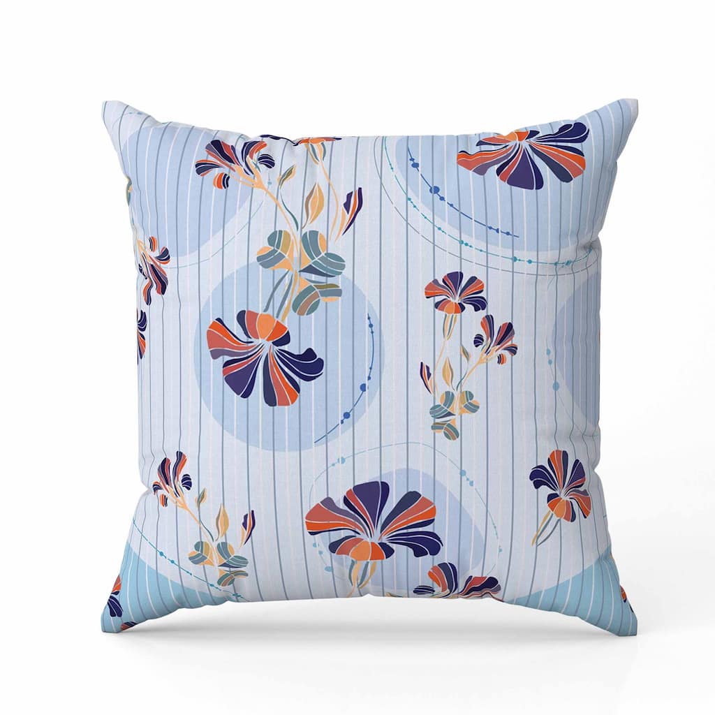 Circular Garden Indoor/Outdoor Reversible Throw Pillow Light and Blue