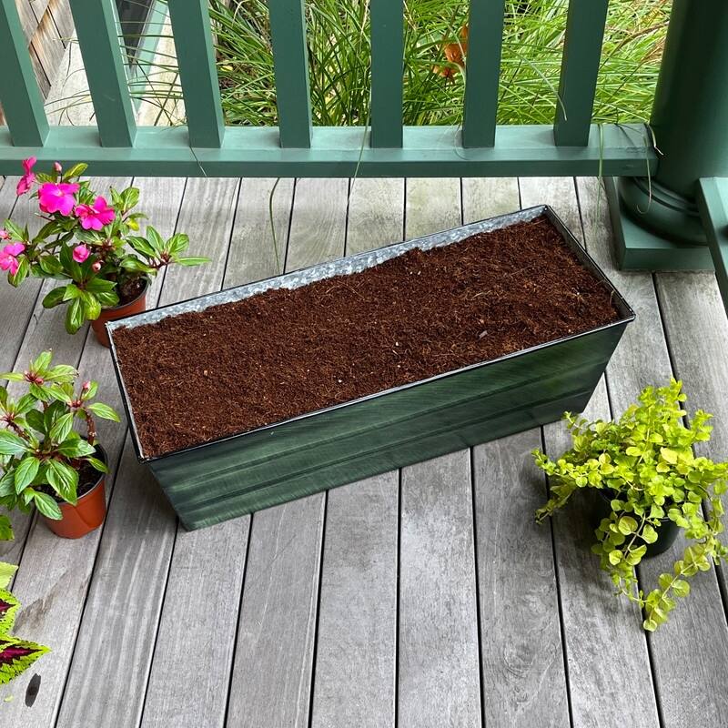 Achla Designs 24" W Medium Galvanized Steel Indoor Outdoor Bloom Box Garden Growing Kit, Garden Accent
