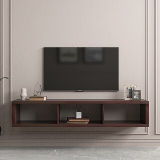 Shallow Floating TV Console, with Center Storage Rack Space-Saving TV ...