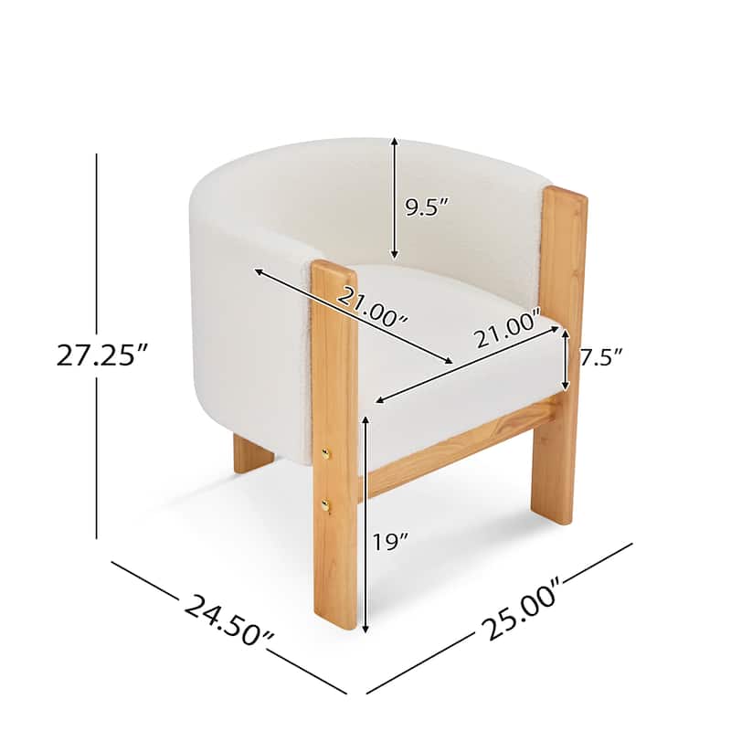 Christopher Knight Home - Modern Upholstered Dining Chairs Set of 4 with Natural Rubberwood Frame and Boucle Fabric