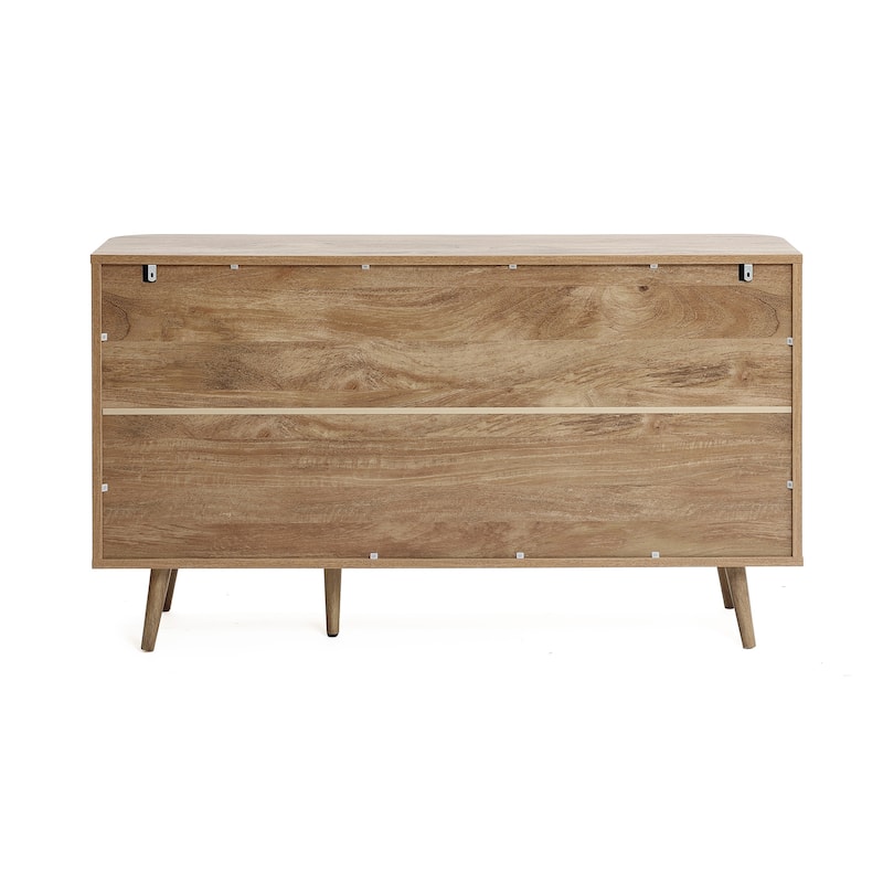 Natural Oak Manufactured Wood 3-Door Buffet Cabinet - 53.3" Wide