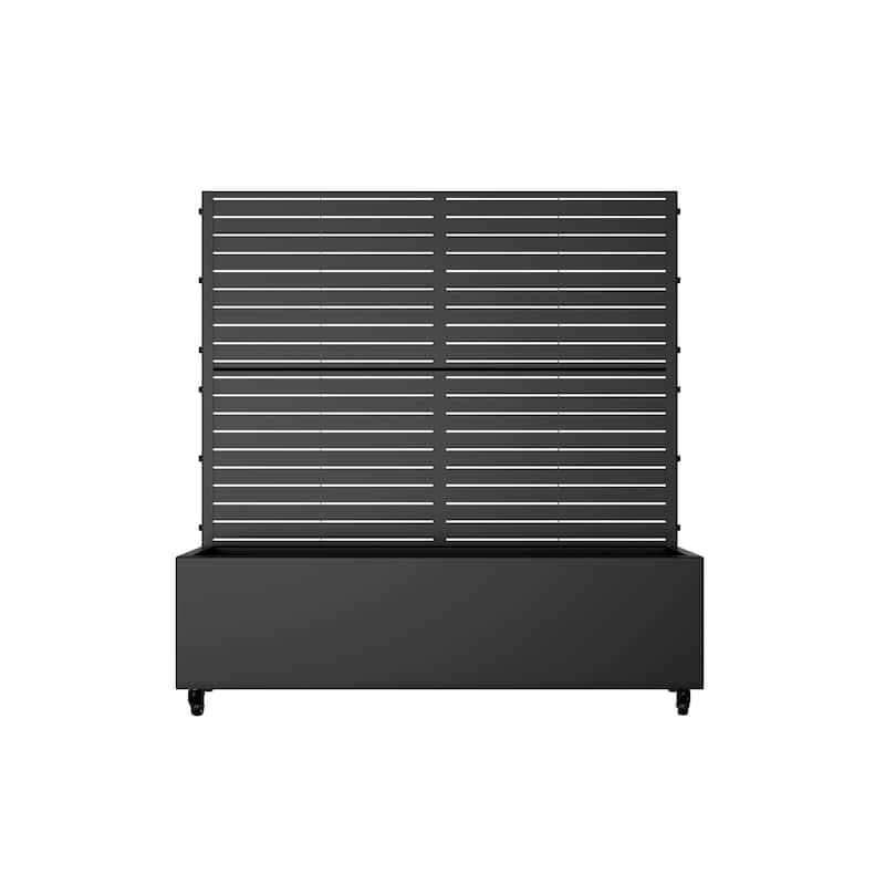 Metal Movable Planter Box with Trellis Privacy Screen Planter Box with Lockable Wheels - 47"x47"