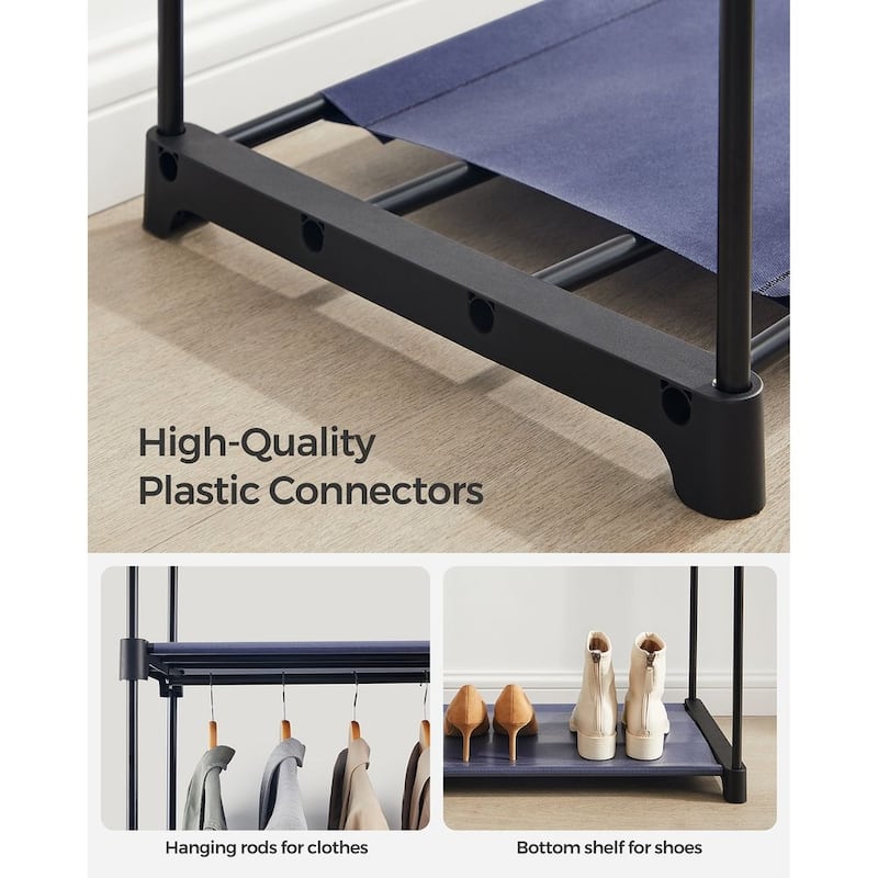 Space-Saving Portable Folding Closet with Adjustable Shelves and Heavy-Duty Hanging Rods for Clothes Storage