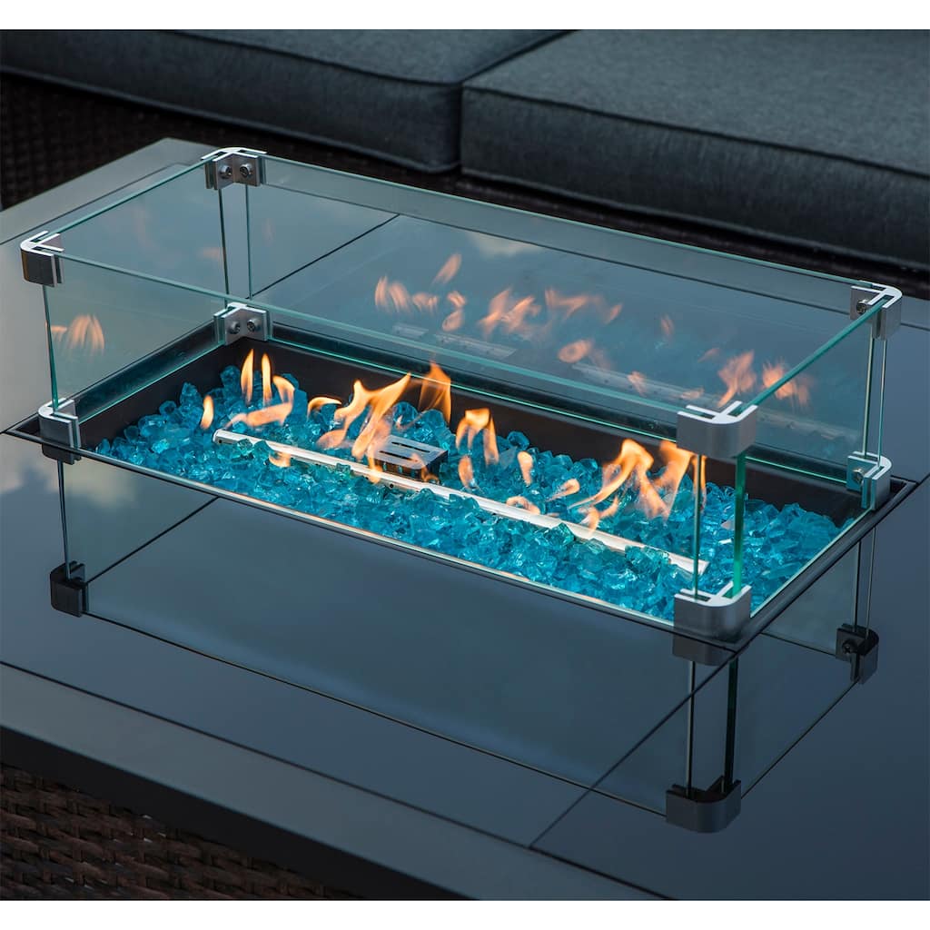 COSIEST Glass Wind Guard Tempered Glass for Outdoor Fire Pit
