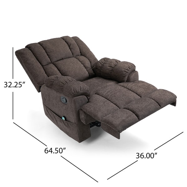 dimension image slide 3 of 6, Coosa Indoor Pillow Tufted Massage Recliner by Christopher Knight Home