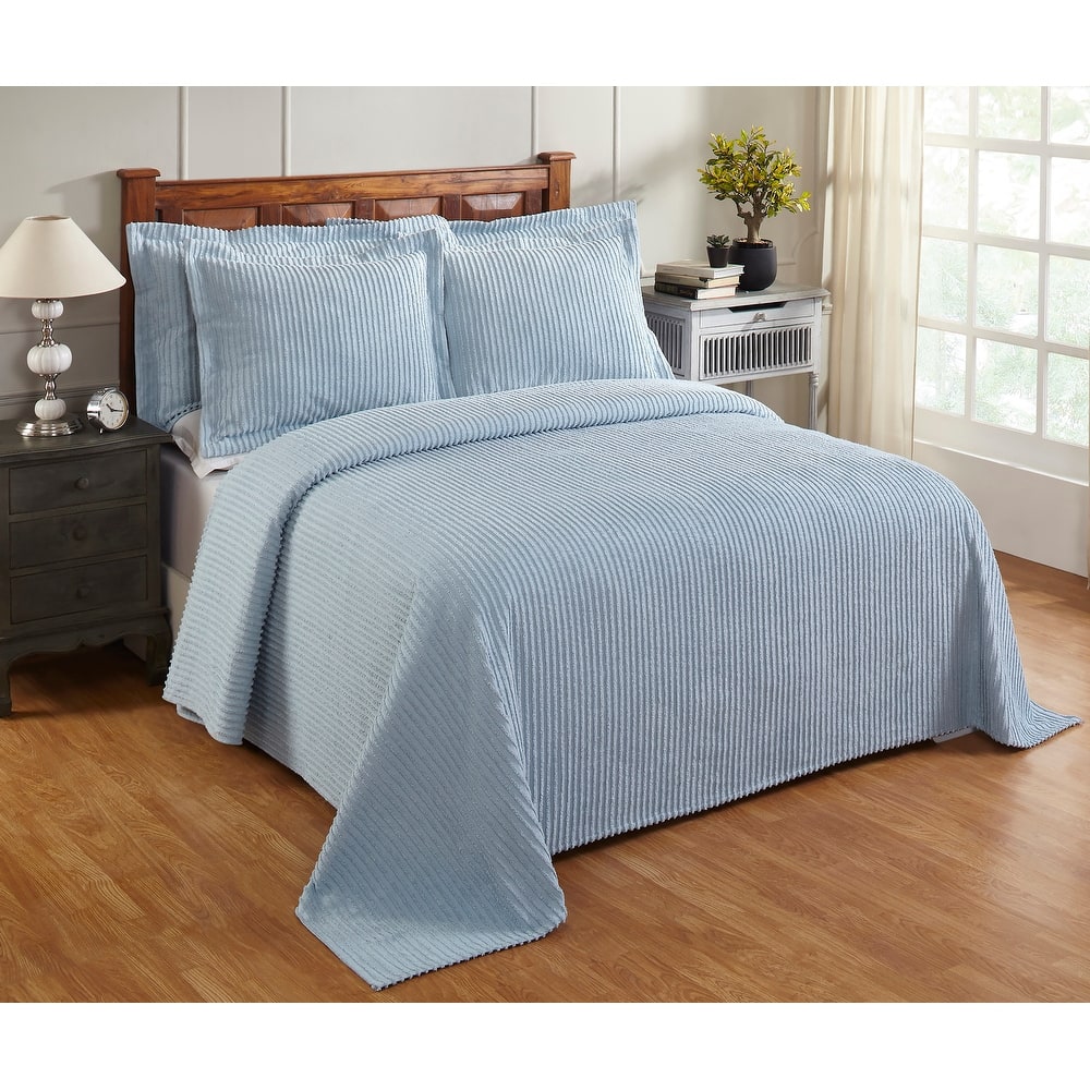 Better Trends Chenille Bedspread Set w/Sham 100% Cotton Soft Lightweight All-Season Fluffy & Cozy Bedding Set Jullian Collection
