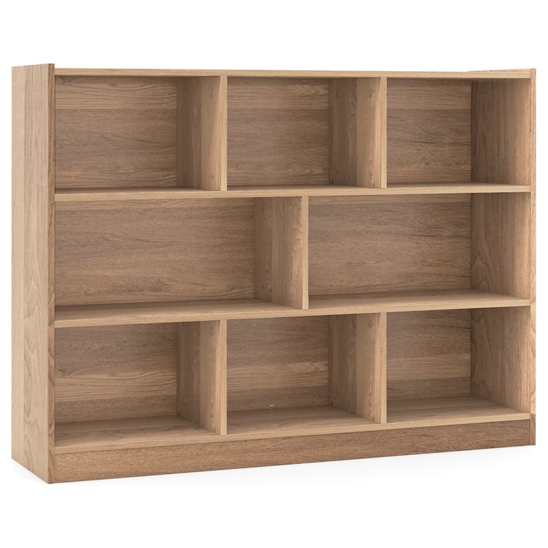 Costway 3-tier Open Bookcase 8-Cube Bookshelf Storage Display Cabinet - 48'' x 12.5'' x 36.5''