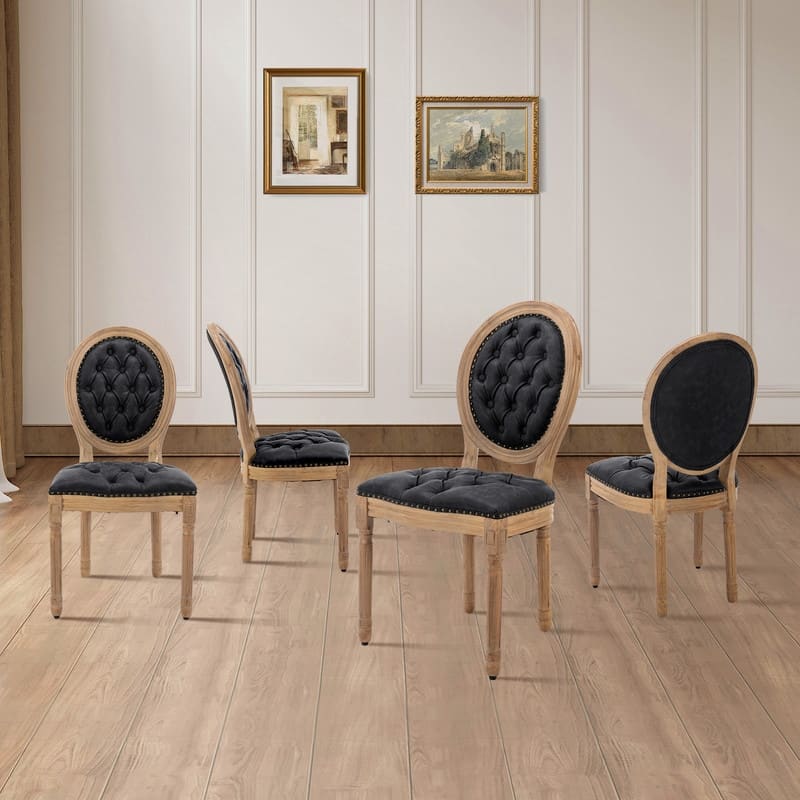 French Chair Dining Chair Solid Wood with Nailhead Trim Set of 2