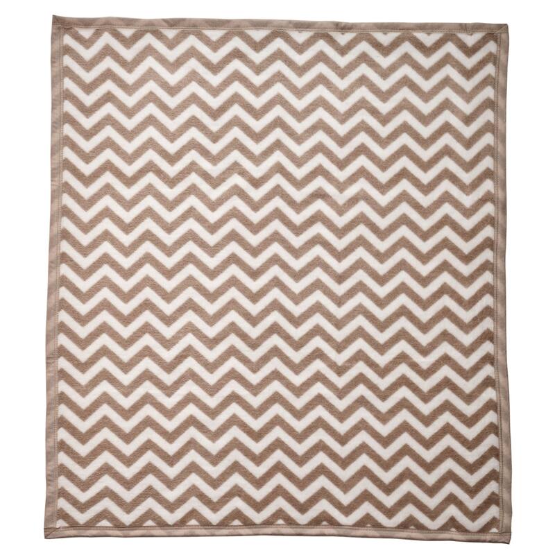 Turkish Cotton Blend Soft Baby Blanket - Light Brown Zigzag