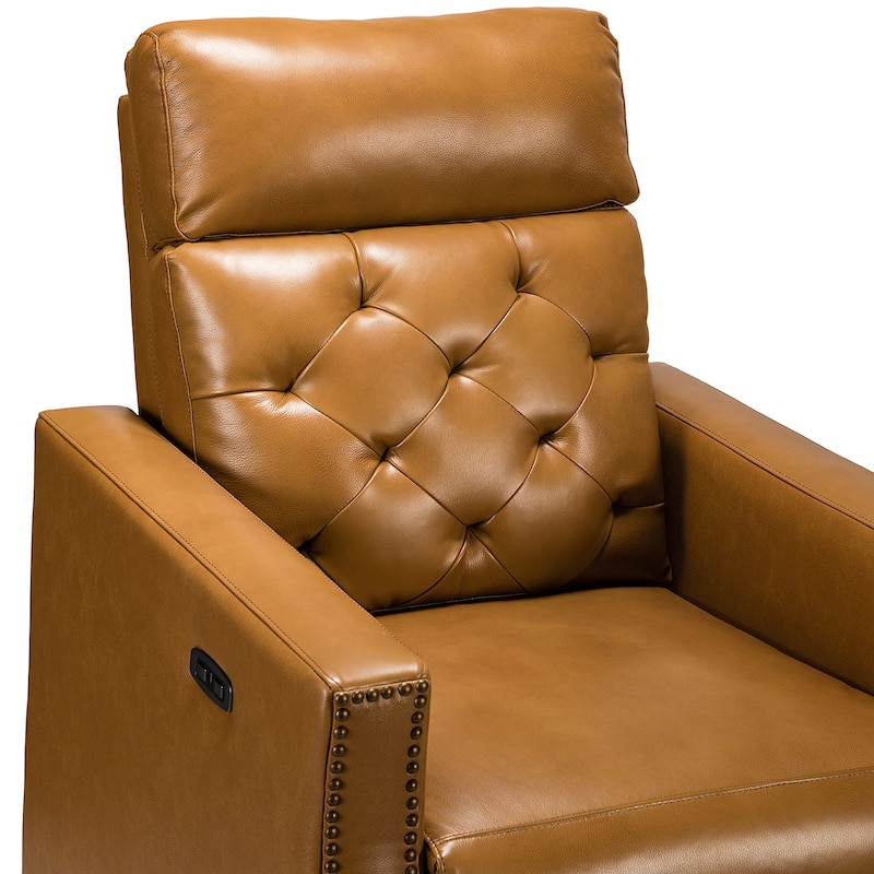 Alina 31.50" Wide Genuine Leather Power Recliner with USB Port