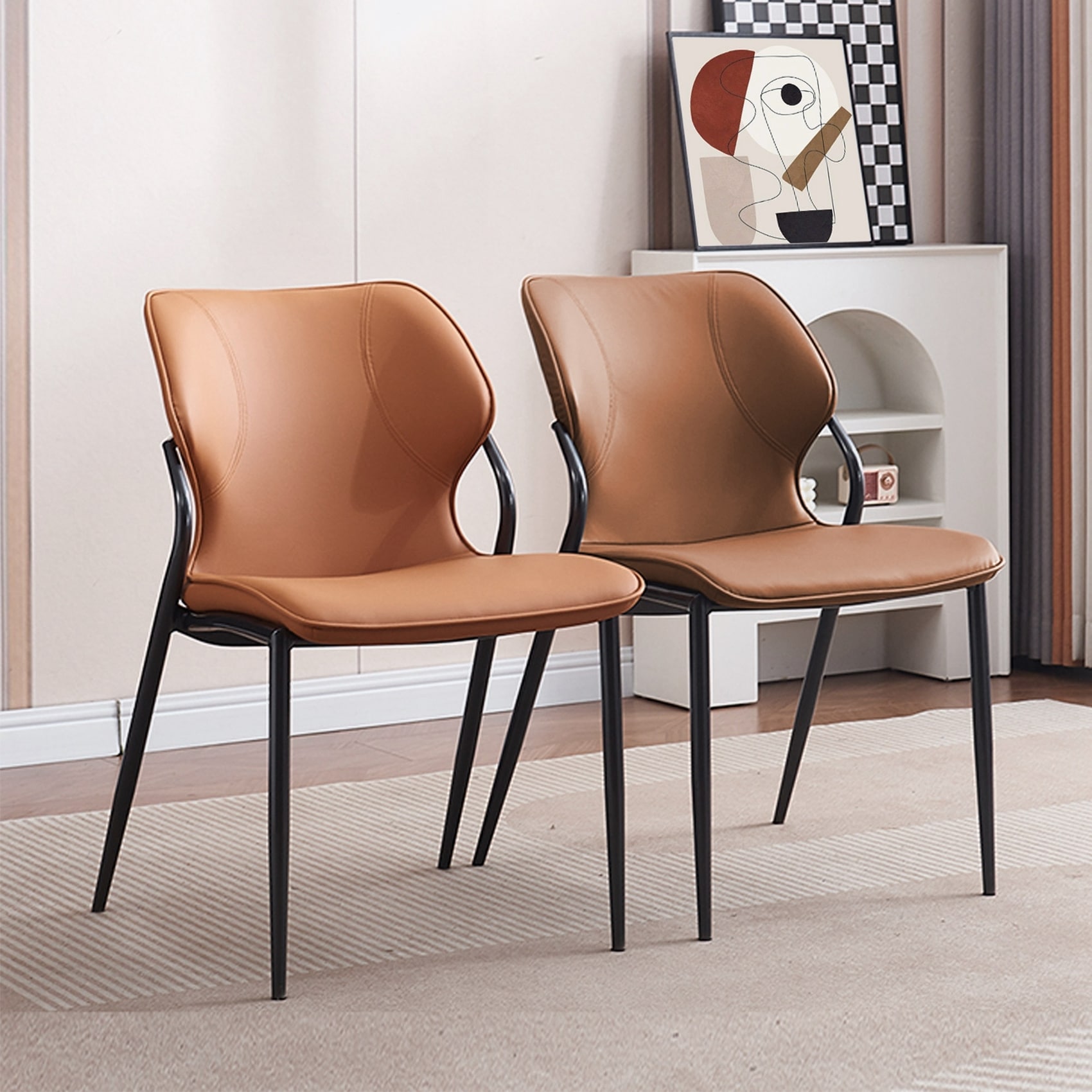 Dining chair with black metal legs sales