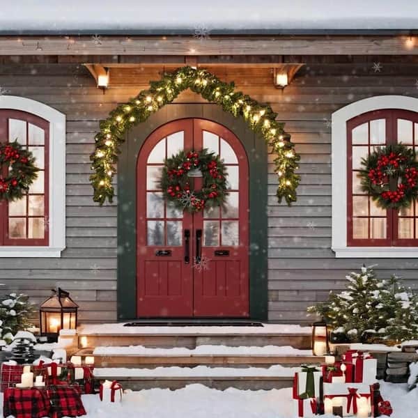 slide 2 of 10, vidaXL Christmas Garland with LED Lights 32.8'