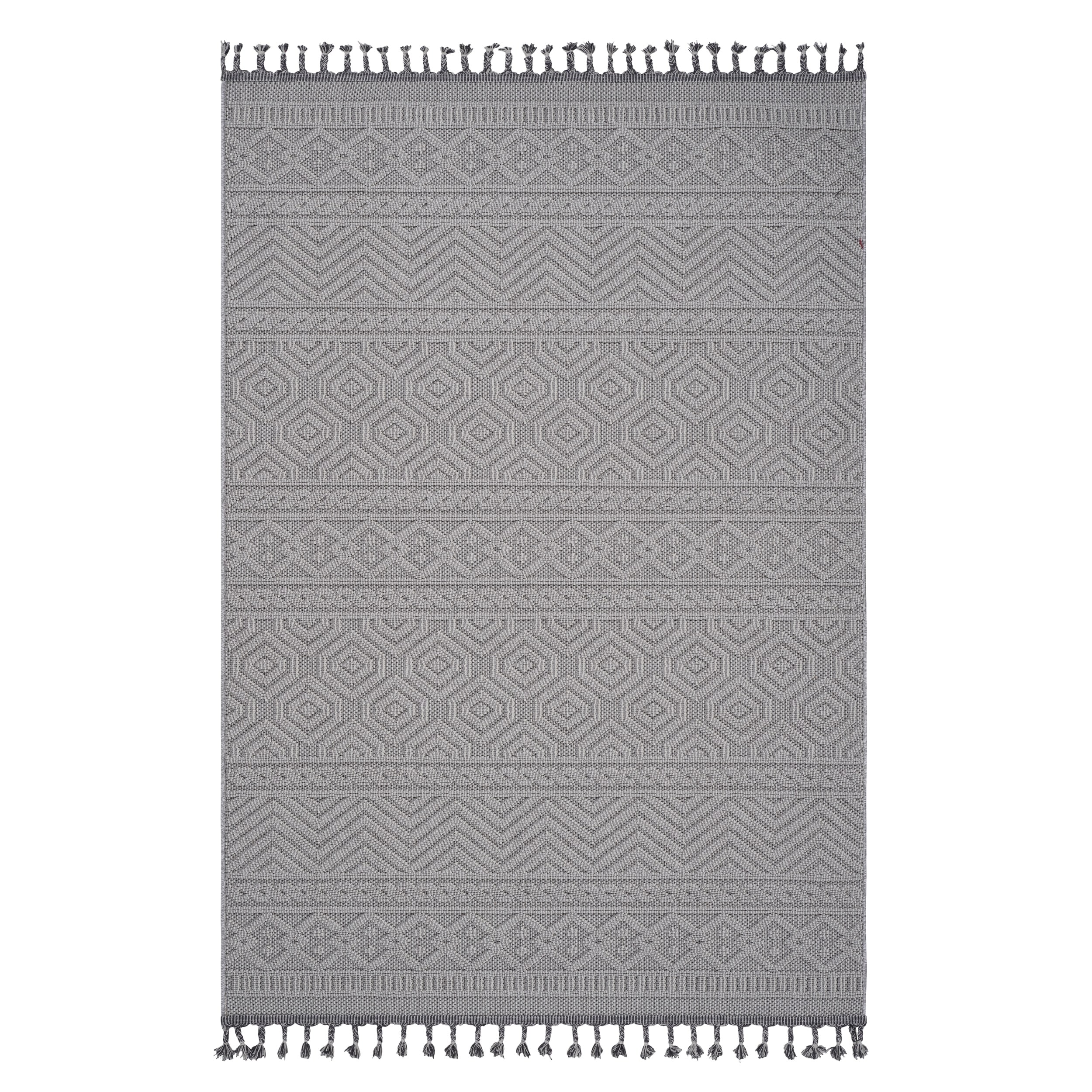 2X8 White /Geometric Indoor/Outdoor Area Rug