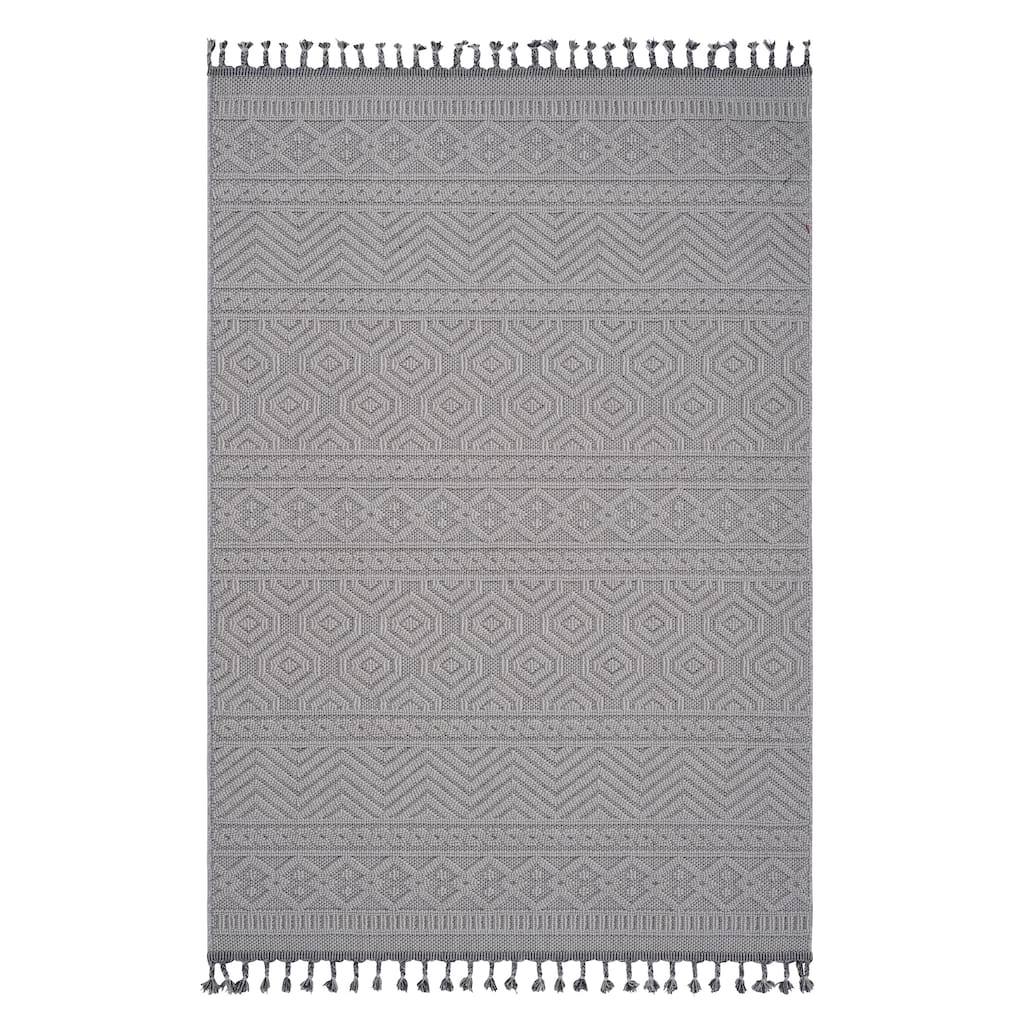 LOOM & LUXE Collection White/Geometric Indoor/Outdoor Area Rug