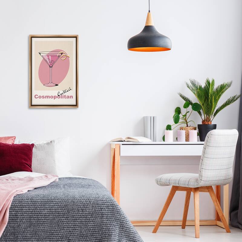 Stupell Vintage Cosmo Cocktail Framed Floater Canvas Wall Art Design By LSR Design Studio