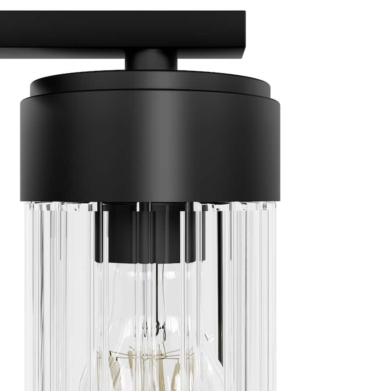 Hunter Gatz Ribbed Glass Vanity Wall Light - Bathroom - Glam, Fluted Glass - Damp Rated!