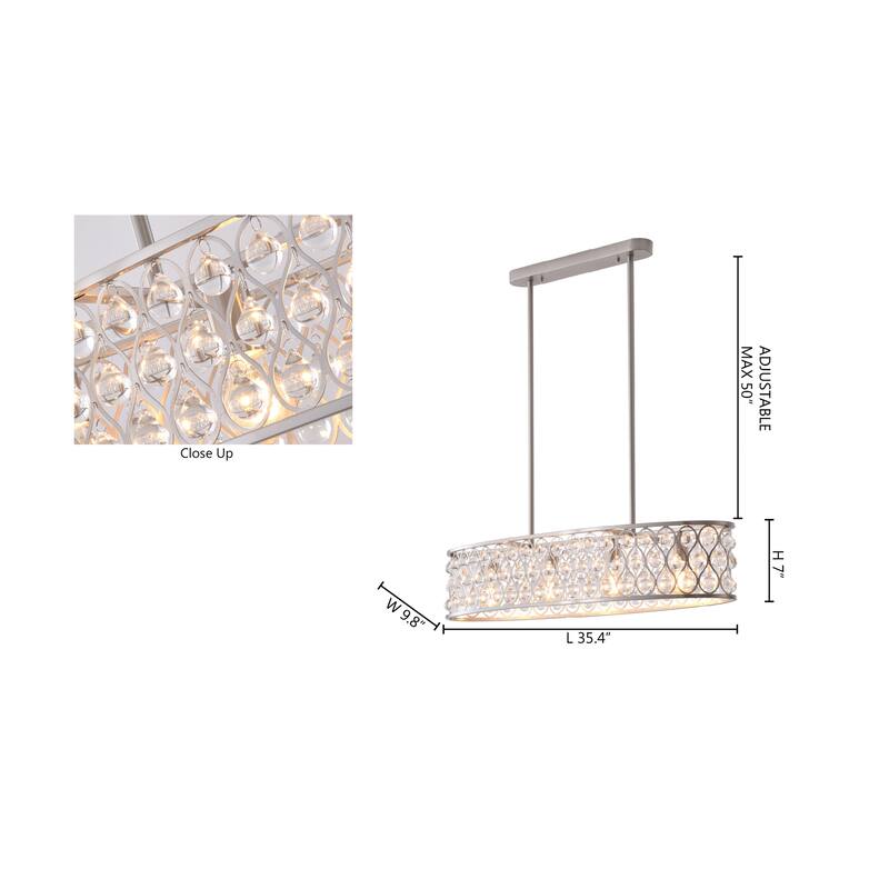 4-Light Satin Nickel Chandelier With Clear Crystal Accents