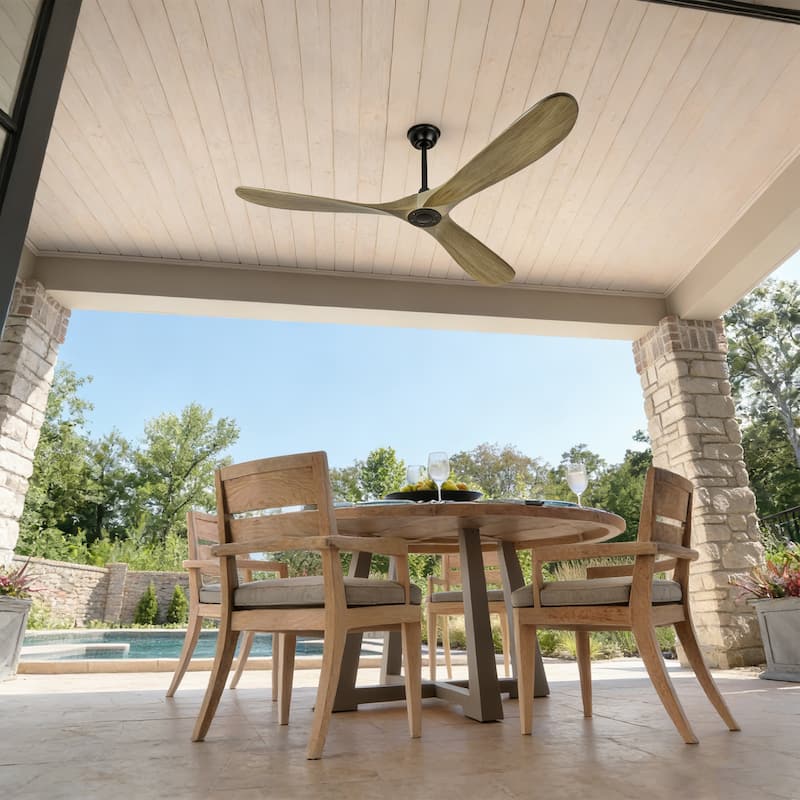 Sofucor 52/60/72 Inch Large Solid Wood Ceiling Fan without Light,With Wall Switch and Remote,for Patio,Living Room,Bedroom,Porch