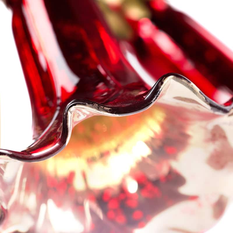 16-inch Antique Brass and Mercury Glass 3 Lily Downlight Accent Lamp - 16.25" x 11.75" x 16"