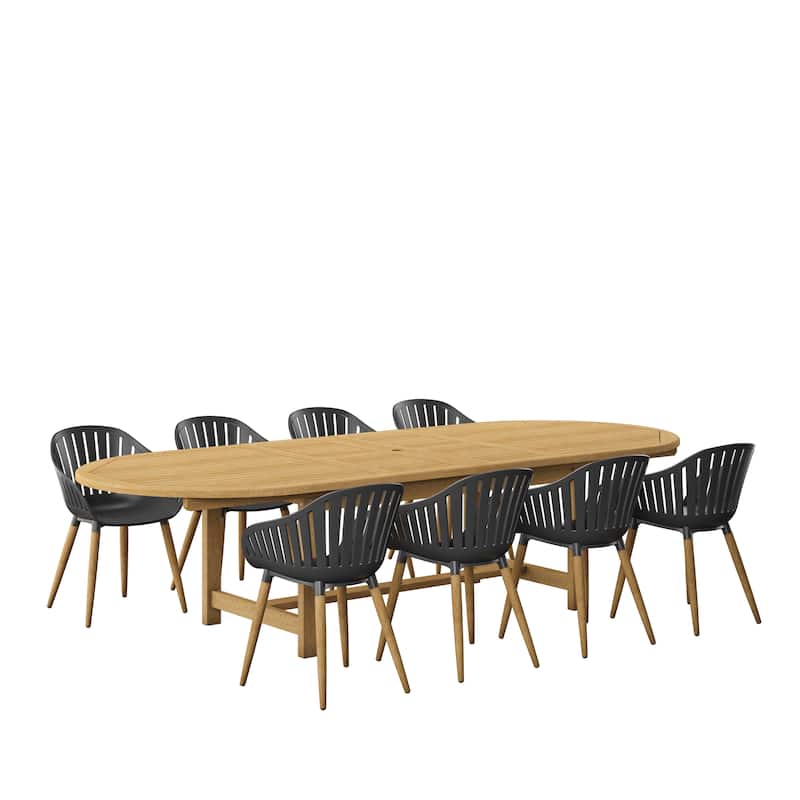 Amazonia Torrington 9-Piece Certified Teak Patio Dining set